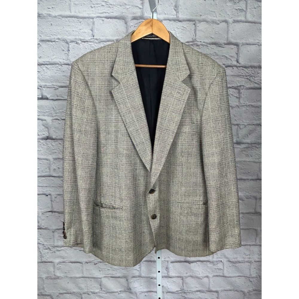 Lee Wright Collection Tailored In USA Coat Jacket Plaid Gray Men's Size 48R